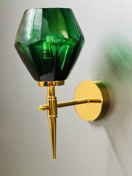 Green glass wall bracket — decorative lighting made by SARA Enterprises, Greater Noida