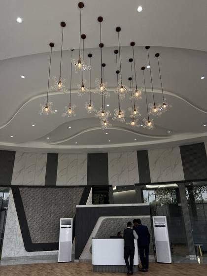 Pendant cluster, reception — decorative lighting made by SARA Enterprises, Greater Noida