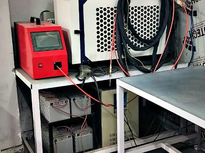 Welding and finishing bay in the Greater Noida unit — fabrication stays in-house rather than going to a job-worker.