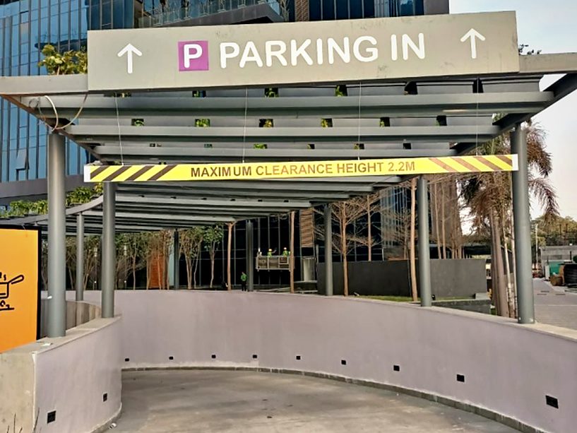 Parking entry gantry wayfinding signage by SARA Enterprises